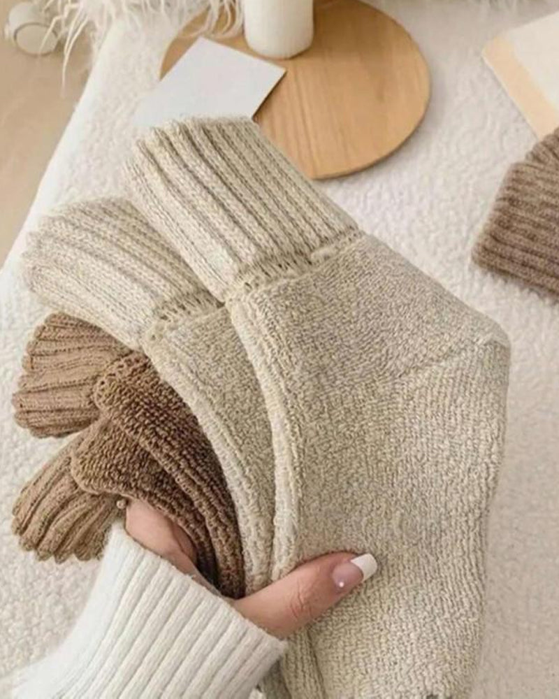 Cozy Ribbed Fleece Lined Crew Socks