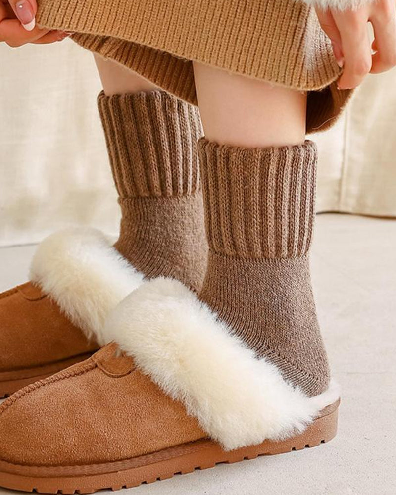 Cozy Ribbed Fleece Lined Crew Socks