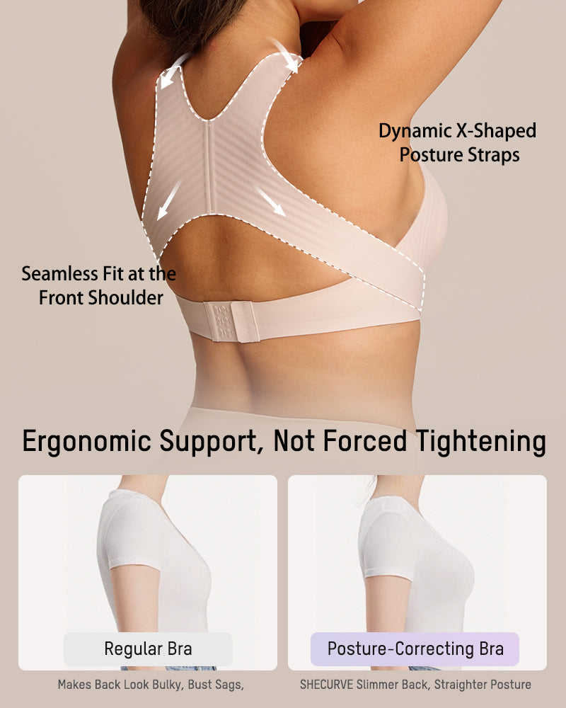 Front Closure Cross-Back Wireless Posture Bra