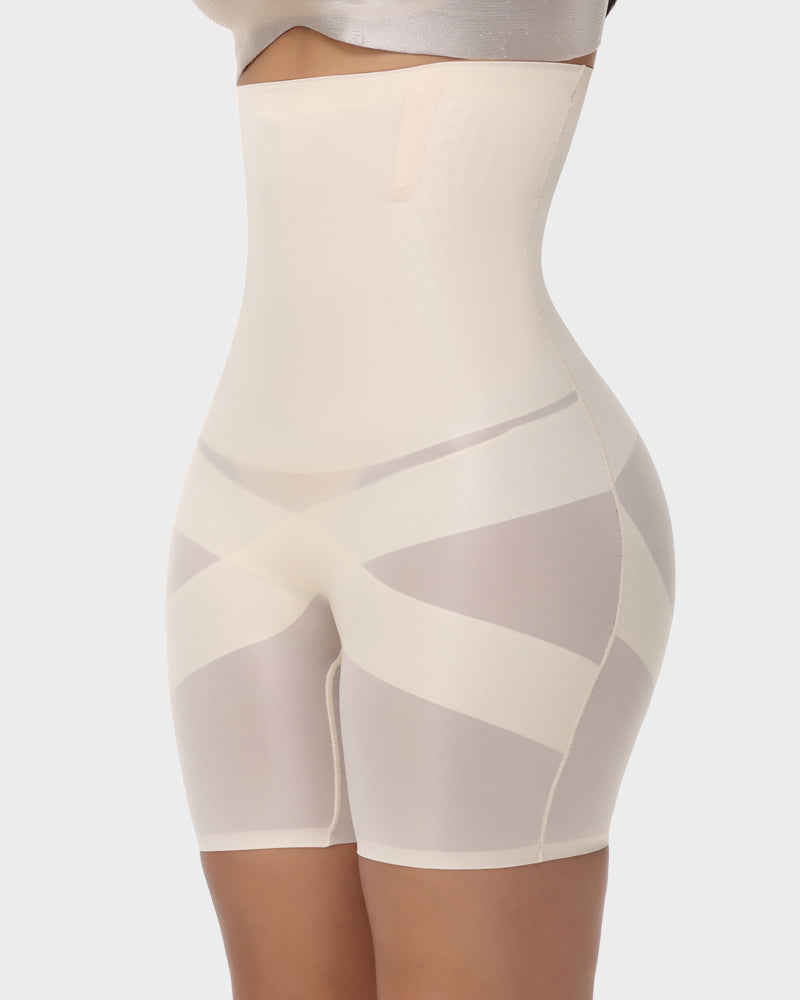 High-Waist Cross Compression Shaping Shorts
