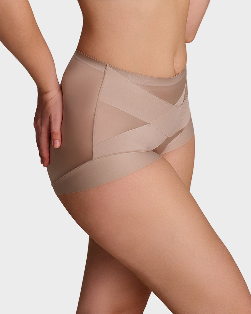 High-Waist Cross Compression Shaping Panties （6 Pack）