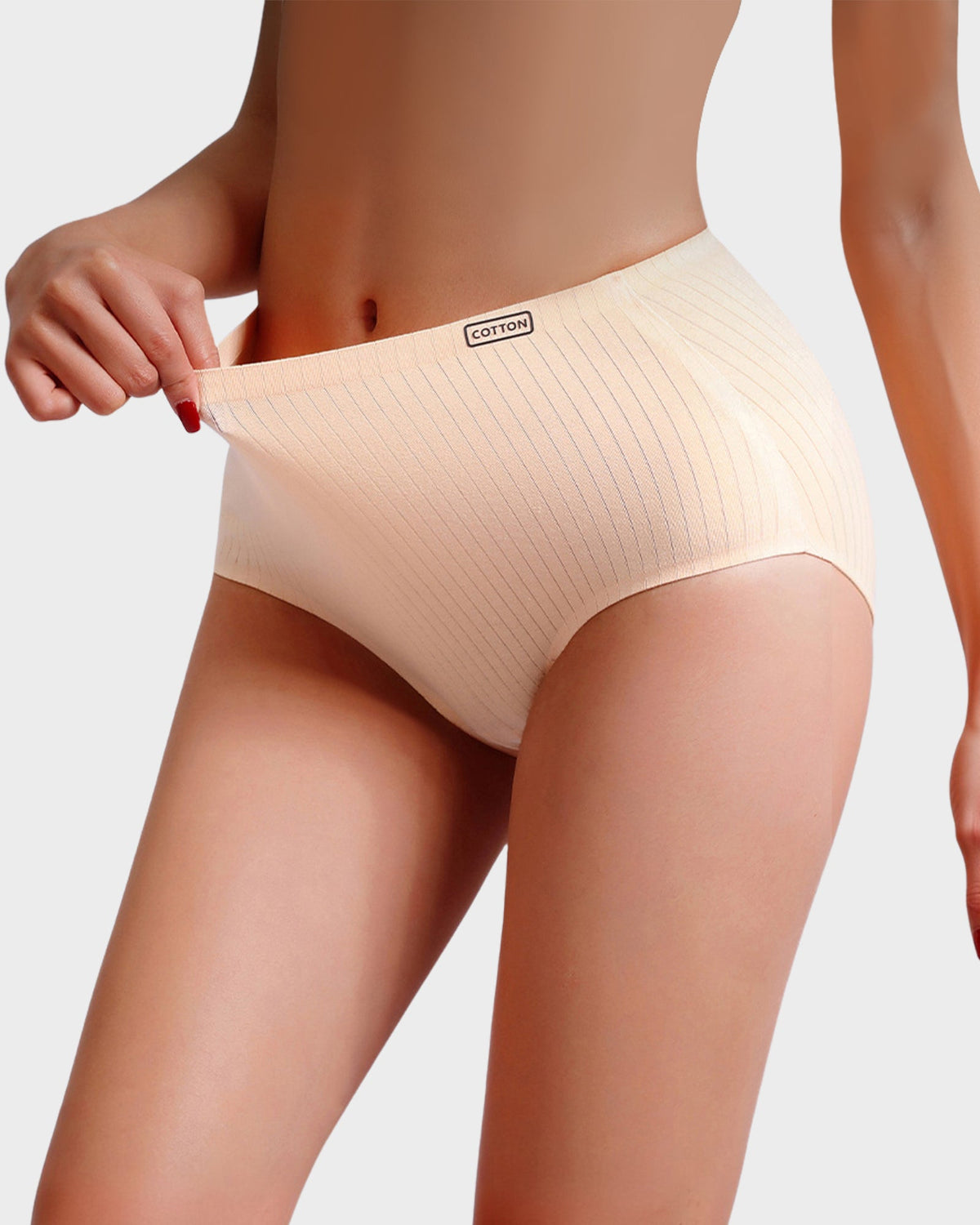High-Waisted Cotton Seamless Lifting Briefs (4 Pack)