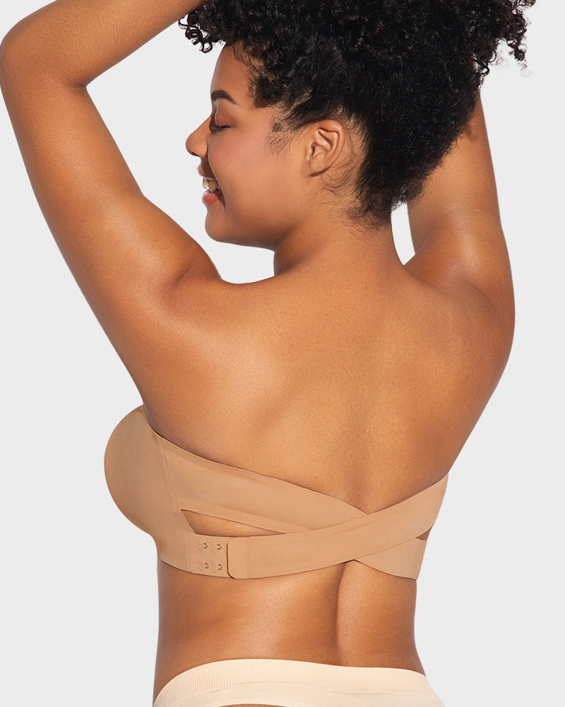 Non-Slip Crossover Side Hook Bandeau Bra