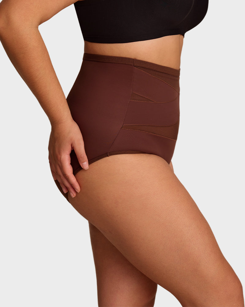 Plus-Size High-Waist Cross Tummy Control Panties (5 Pack)